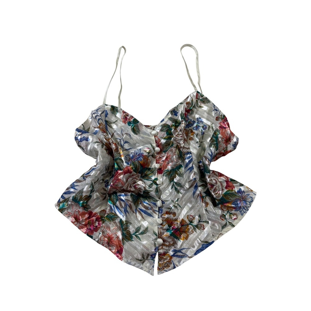 Victoria's Secret Camisole M Floral Metallic Gold Label Vintage 90s Y2K Fairy